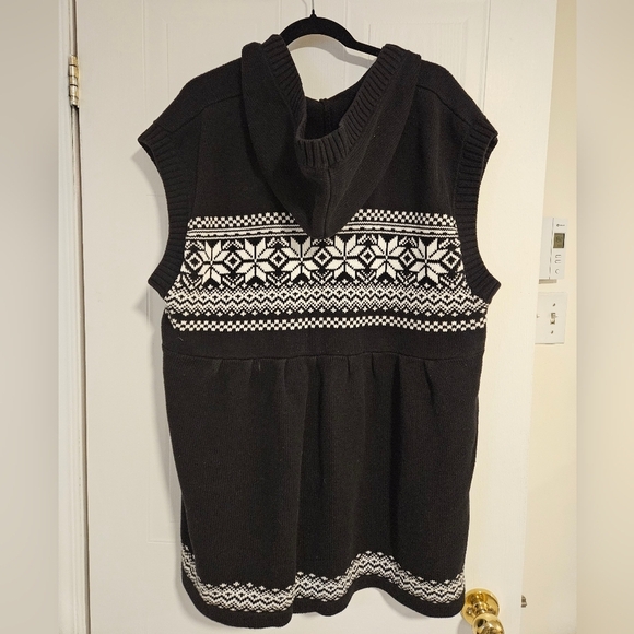Womens plus size 1X oversized sleeveless cardigan black white hood 100% cotton - Picture 3 of 3